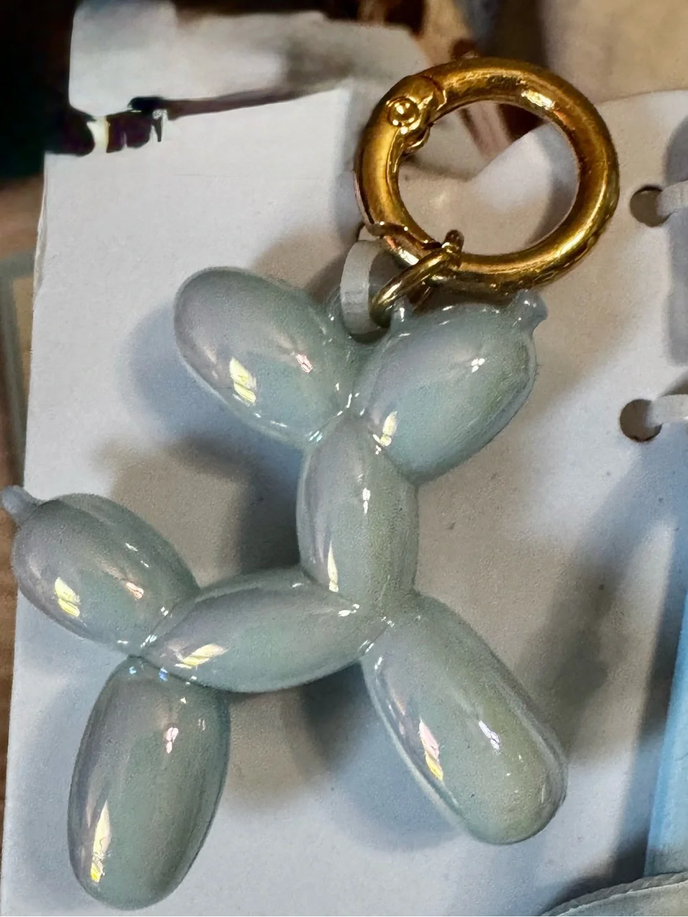 Ladies Silicone Powder Puff Set Keychain - Light Blue